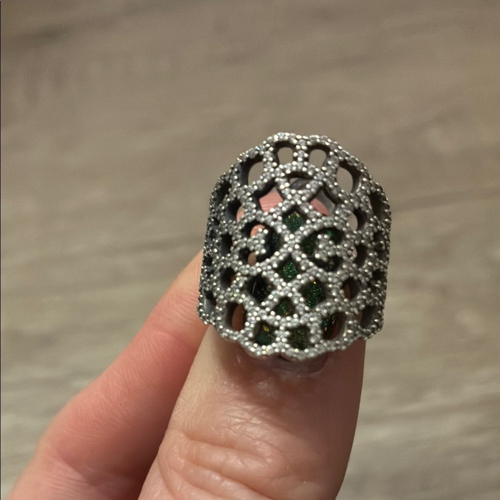 Large Sterling Ring Size 6 Pandora Brand With CZ